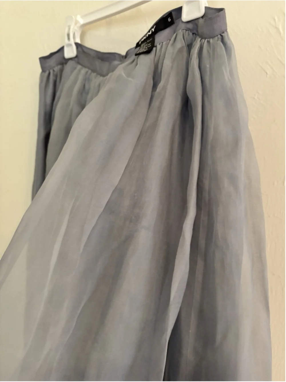 VTG DKNY Minimalist Silk Maxi Skirt Sz 6 Dusty Blue Romantic Ethereal Broomstick